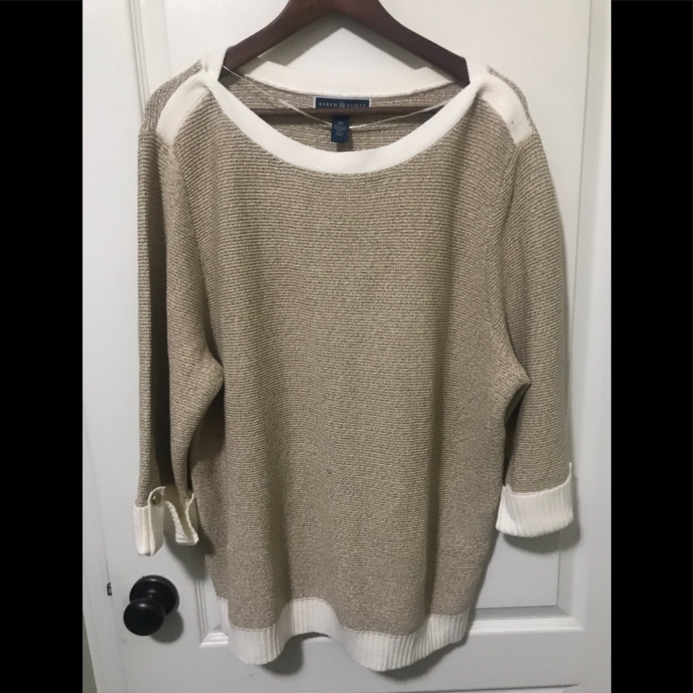 2x NWT Karen Scott Gold Woven Sweater